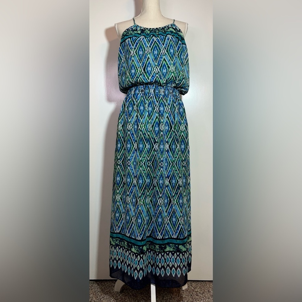 Enfocus Studio Maxi Sundress Women’s Size 14P Blue/Green - Picture 7 of 7